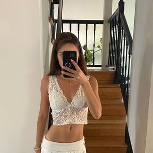 aerie Cream Lace Crop Bralette